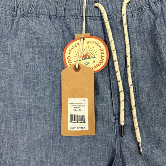 Faherty Essential Chambray Short 6.5" Drawstring Size XL indigo Dye NEW - Picture 9 of 14